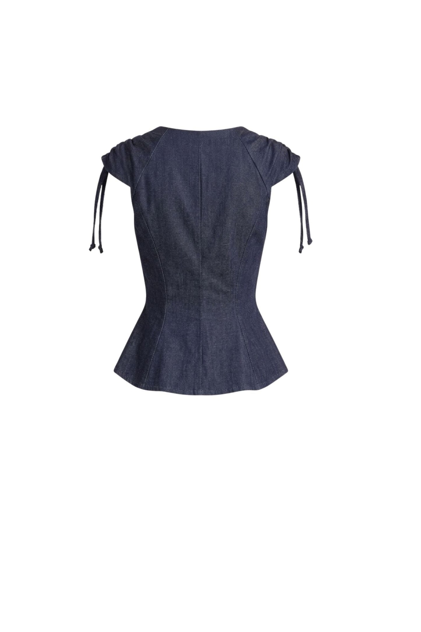 The Sculpted Denim Wrap Top cache-coeur